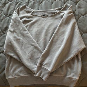 American Eagle Off Shoulder Sweatshirt Grey Size Medium